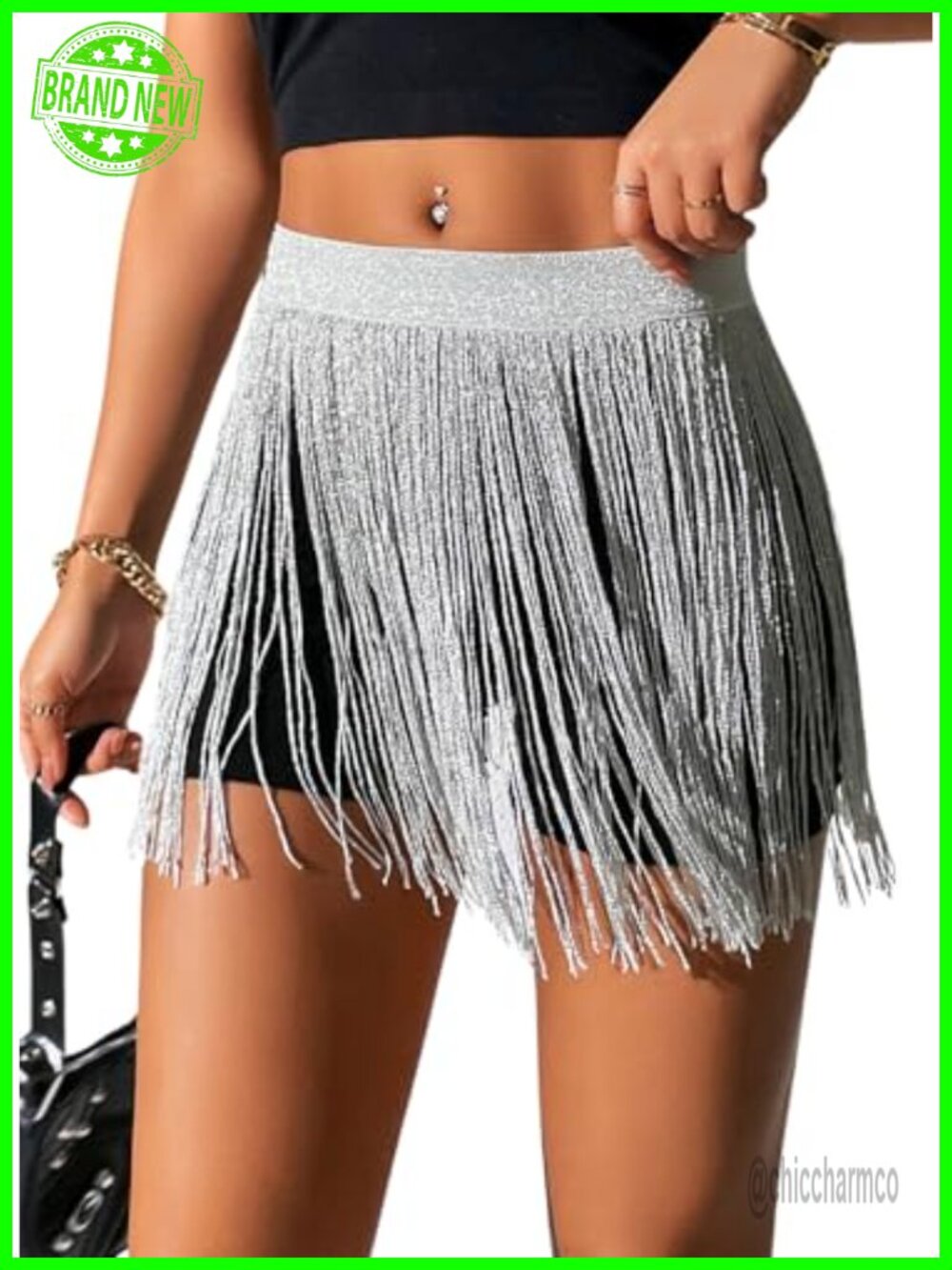 Women's Fringe Trim Mini Skirt High Waisted Polyester Cover Up